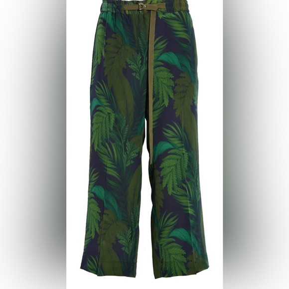 Moncler Palm Print Silk Pants - Picture 5 of 6